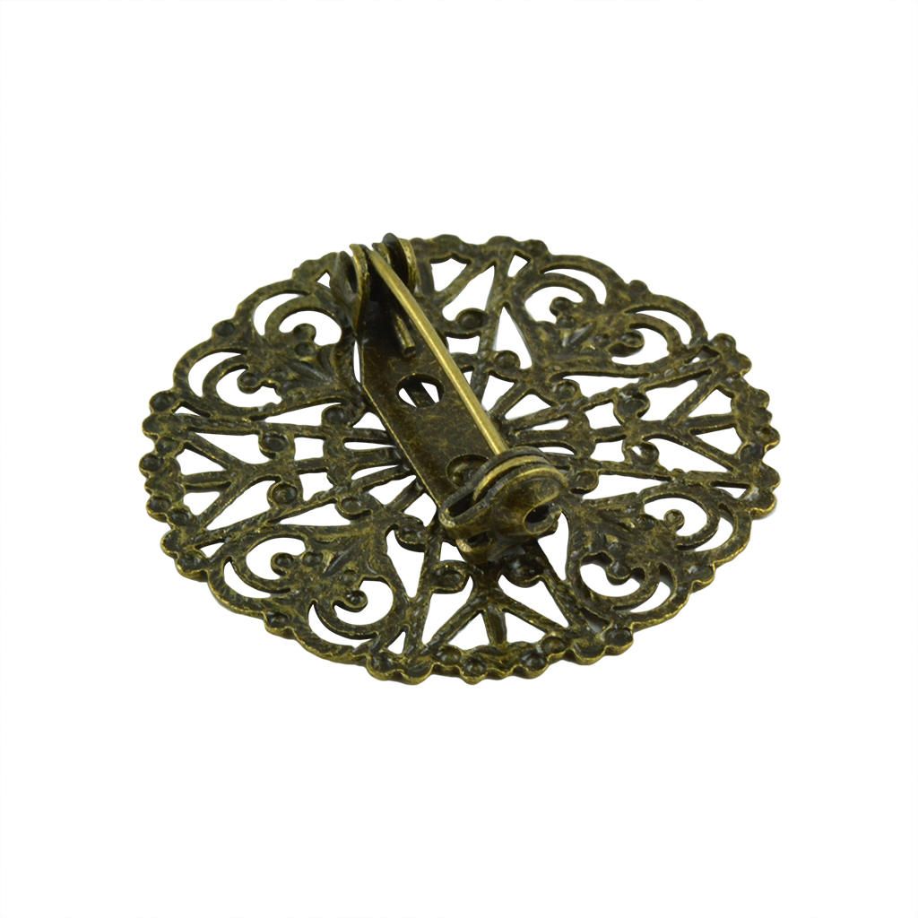 2X 10 Pieces Filigree Flower Blank Brooch Settings Lapel Pin Safety
