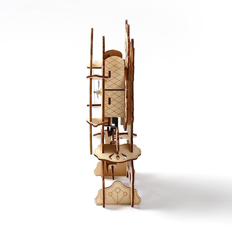Retro Table Clock Three-dimensional Inserting Toy Wooden