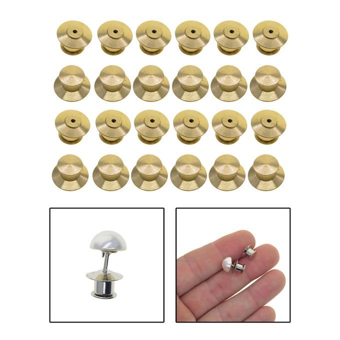 24x Safety Metal Pin Backs Locking Pin Keepers Clasp Golden