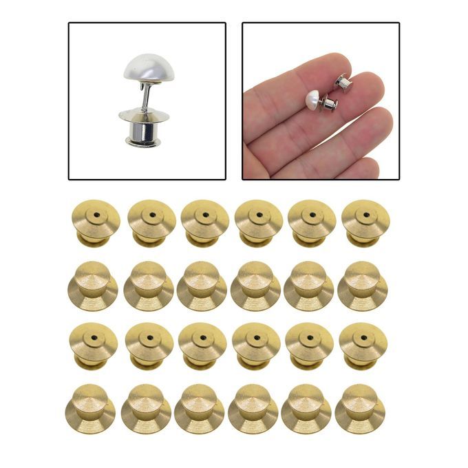 24x Safety Metal Pin Backs Locking Pin Keepers Clasp Golden