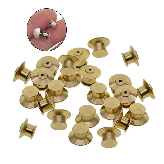 24x Safety Metal Pin Backs Locking Pin Keepers Clasp Golden