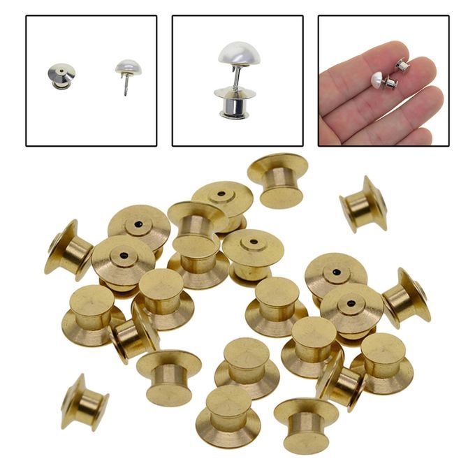 24x Safety Metal Pin Backs Locking Pin Keepers Clasp Golden