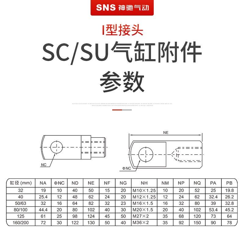 SNS Shenchi Pneumatic Cylinder Accessories Accessories Y-Type I-Type Small Pneumatic Fittings