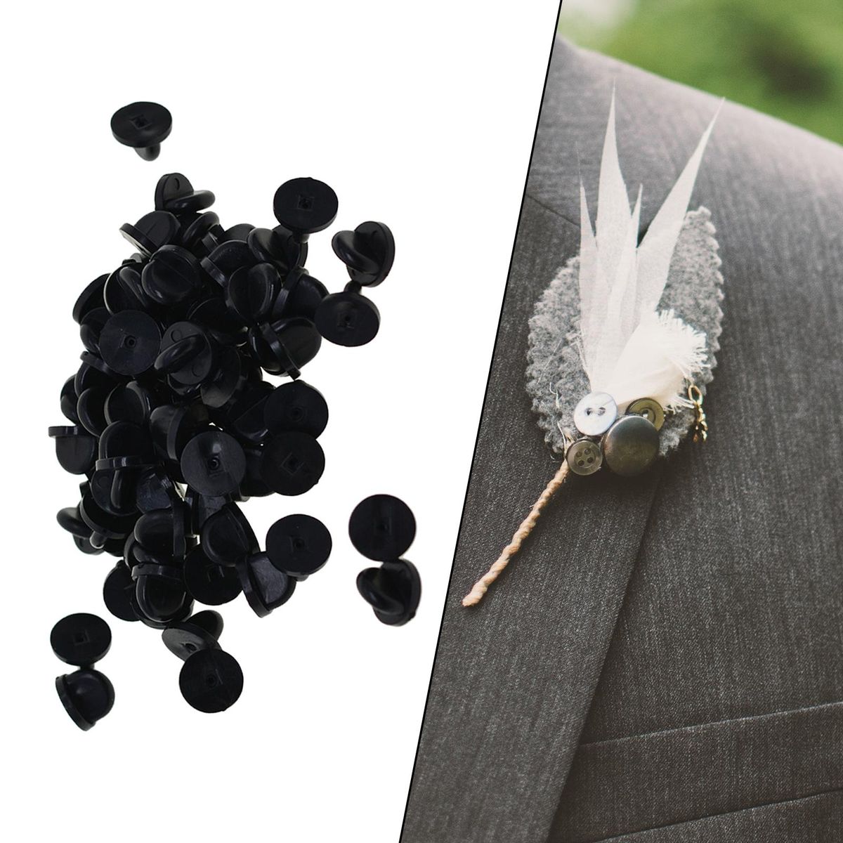 200Pcs Silicone Pin Backs Butterfly Clutch For Uniform Badges Black