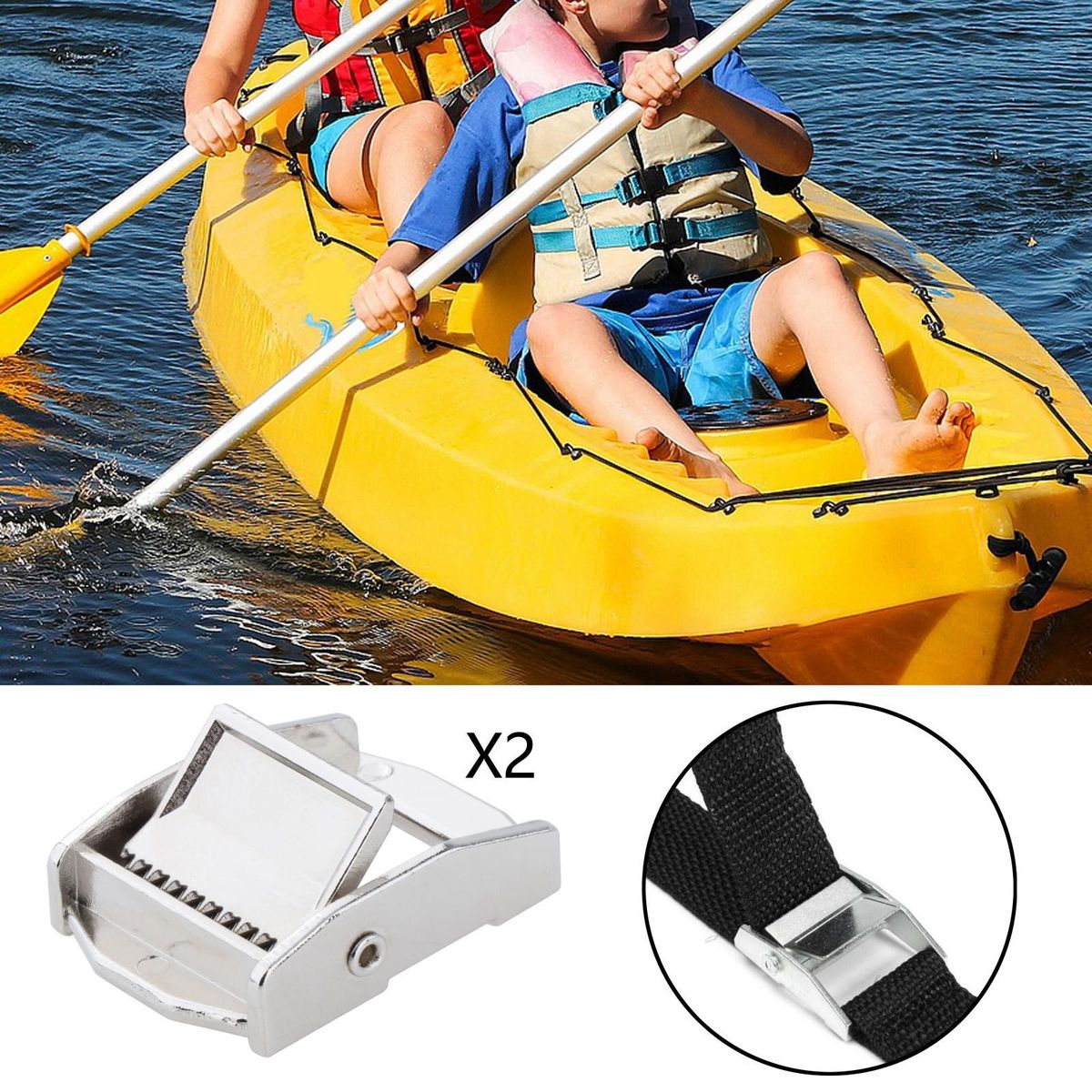Heavy Kayak Webbing Buckle Adjustable Ladder Lock For Silver 2pcs