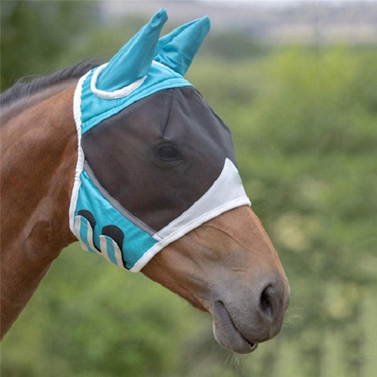 Breathable Fastener Tape Horse Mask Horse Eye Shield Anti-mosquito Mask Mesh Mask with Ears UV Protection Removable Horse Mask