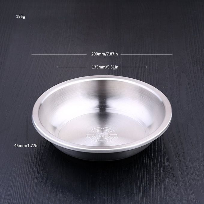 Stainless Steel Plate Dish Plate Dumplings Deep Dis  Deepening Thi K Plate-silver-20cm