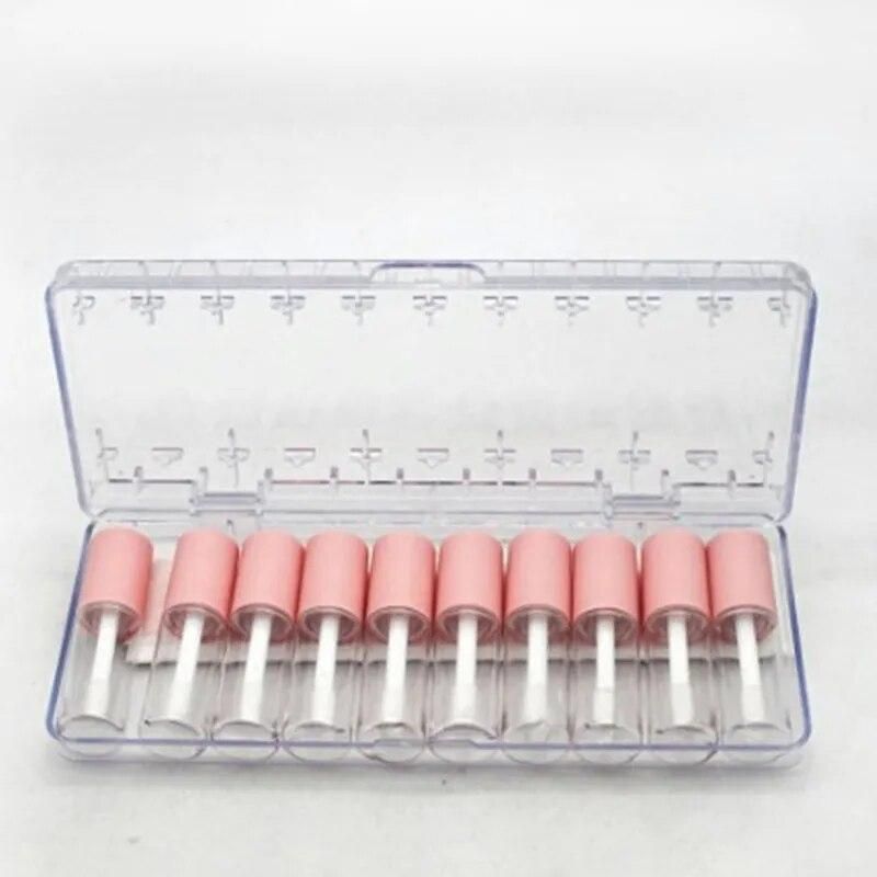 10pcs 4ml Lip Gloss Empty Plastic Tubes Exquisite Mini Clear Lipgloss Packaging Container With Pink Matte Lid New Arrival 2023