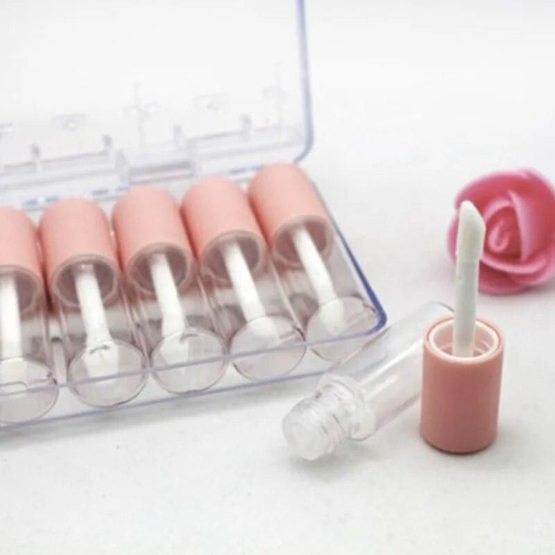 10pcs 4ml Lip Gloss Empty Plastic Tubes Exquisite Mini Clear Lipgloss Packaging Container With Pink Matte Lid New Arrival 2023