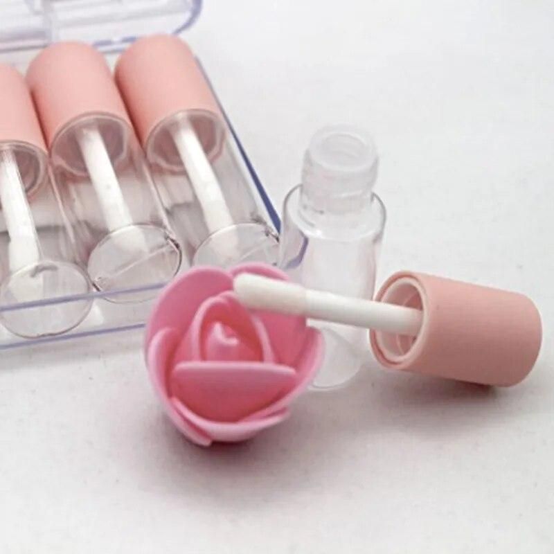 10pcs 4ml Lip Gloss Empty Plastic Tubes Exquisite Mini Clear Lipgloss Packaging Container With Pink Matte Lid New Arrival 2023