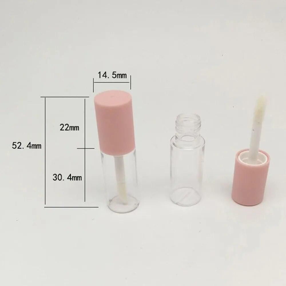 10pcs 4ml Lip Gloss Empty Plastic Tubes Exquisite Mini Clear Lipgloss Packaging Container With Pink Matte Lid New Arrival 2023
