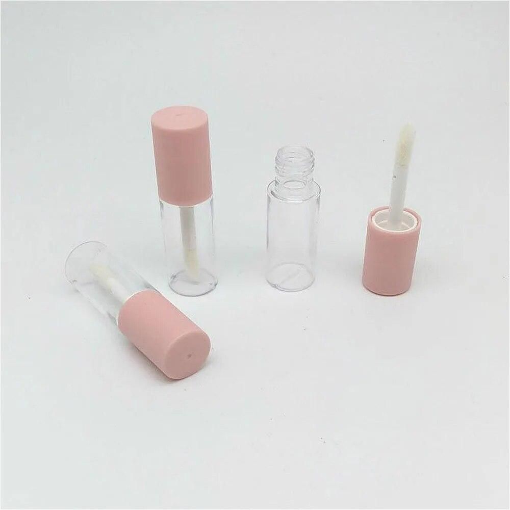 10pcs 4ml Lip Gloss Empty Plastic Tubes Exquisite Mini Clear Lipgloss Packaging Container With Pink Matte Lid New Arrival 2023