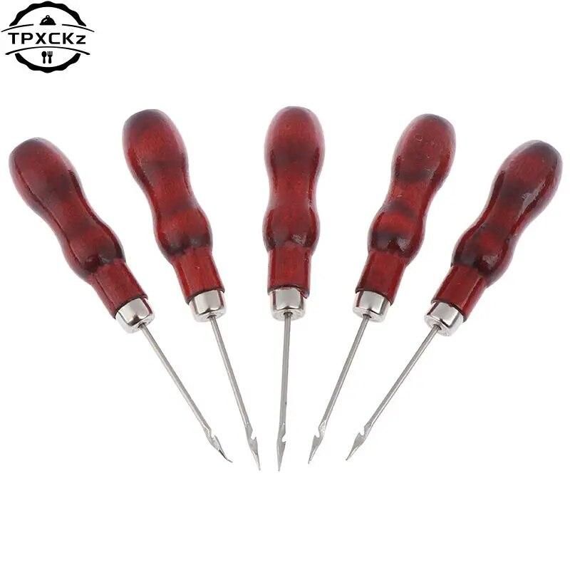 5 Pcs/lot New Red Leather Craft Awl Hand Sewing Tool Leather Shoes Repair Hook Awl Wholesale