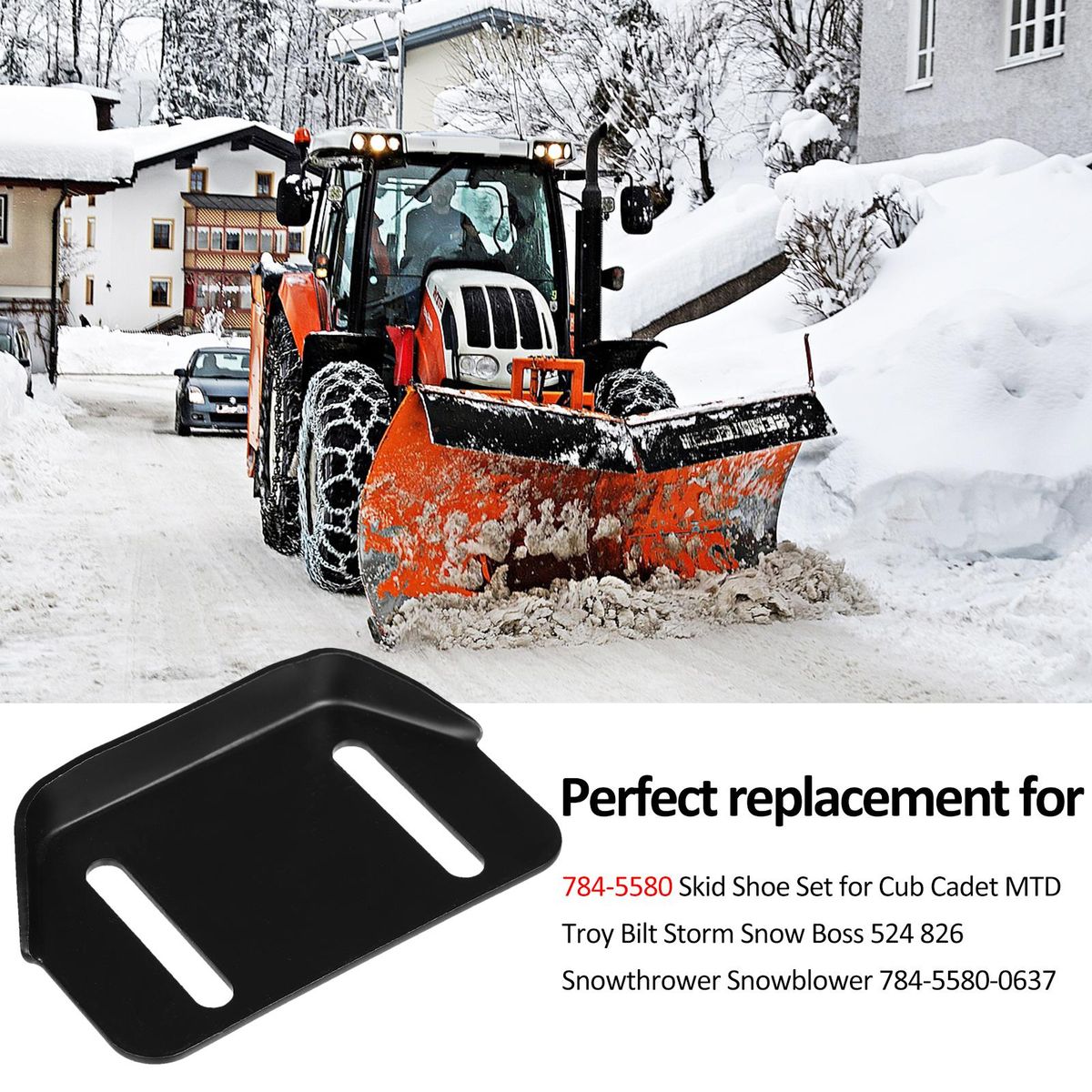 784-5580 Snow Thrower Slide Shoes 2 Pack Skid Shoes with Mounting Hardware for MTD 784-5580-0637 Fits for Cub Cadet Yardman Snow Blower