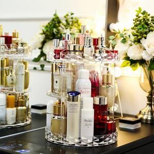 Acrylic Cosmetic Storage Box 360 Degree Rotation Transparent Makeup Organizer Fashion Spin Detachable Display Organizer Beauty