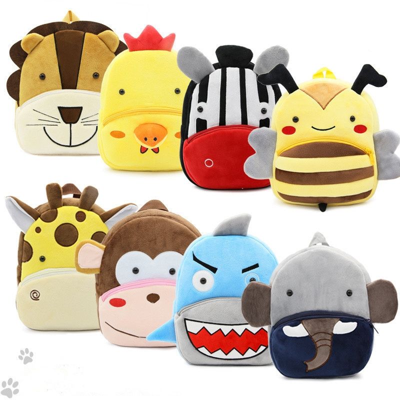 Kids 3D Animal Velvet Backpacks Children Cartoon Kindergarten Toys Gifts School Bags(Chick)