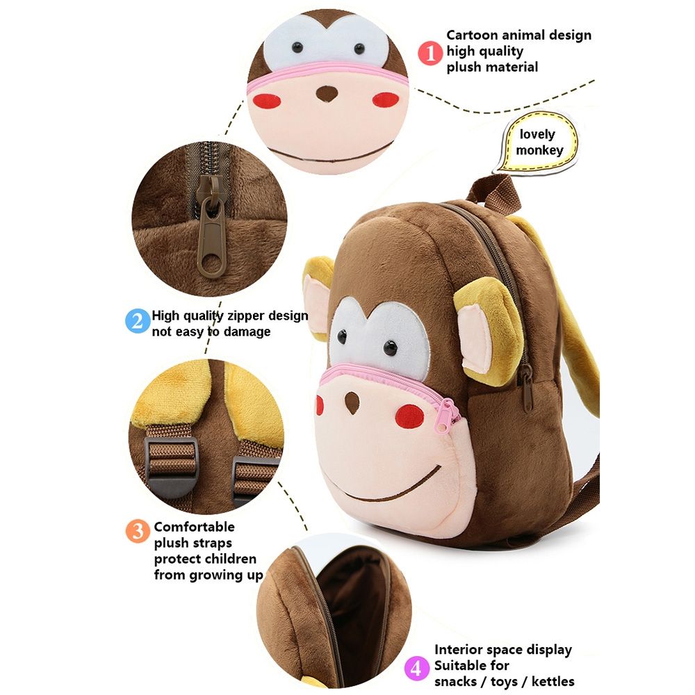 Kids 3D Animal Velvet Backpacks Children Cartoon Kindergarten Toys Gifts School Bags(Chick)
