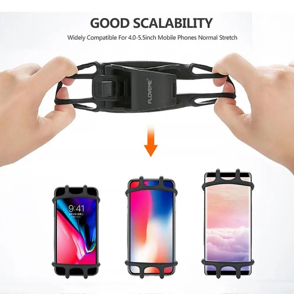 Bike Phone Holder Silicone Adjustable Pull Button Anti-shock Phone Holder Mount Bracket Fork For Bicycle Phone Holder Phone