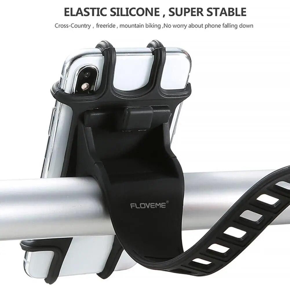 Bike Phone Holder Silicone Adjustable Pull Button Anti-shock Phone Holder Mount Bracket Fork For Bicycle Phone Holder Phone