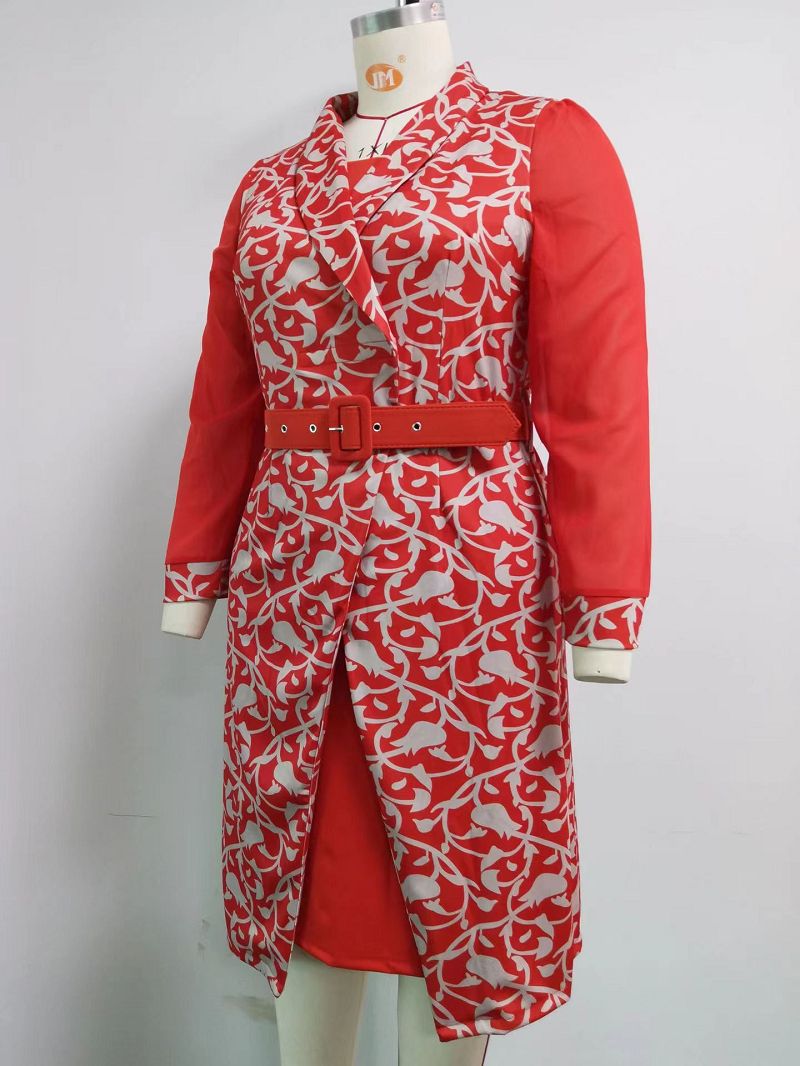 MijaGrace- Women's Digital Print 2 Piece Dress Suit - Red