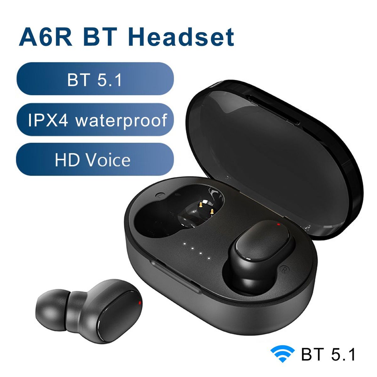A6R Wireless Earbuds Low Latency BT Earphones Call Noise Reduction Stereo in-Ear Headphones IPX4 Waterproof Sports Earbuds for Music Game Call