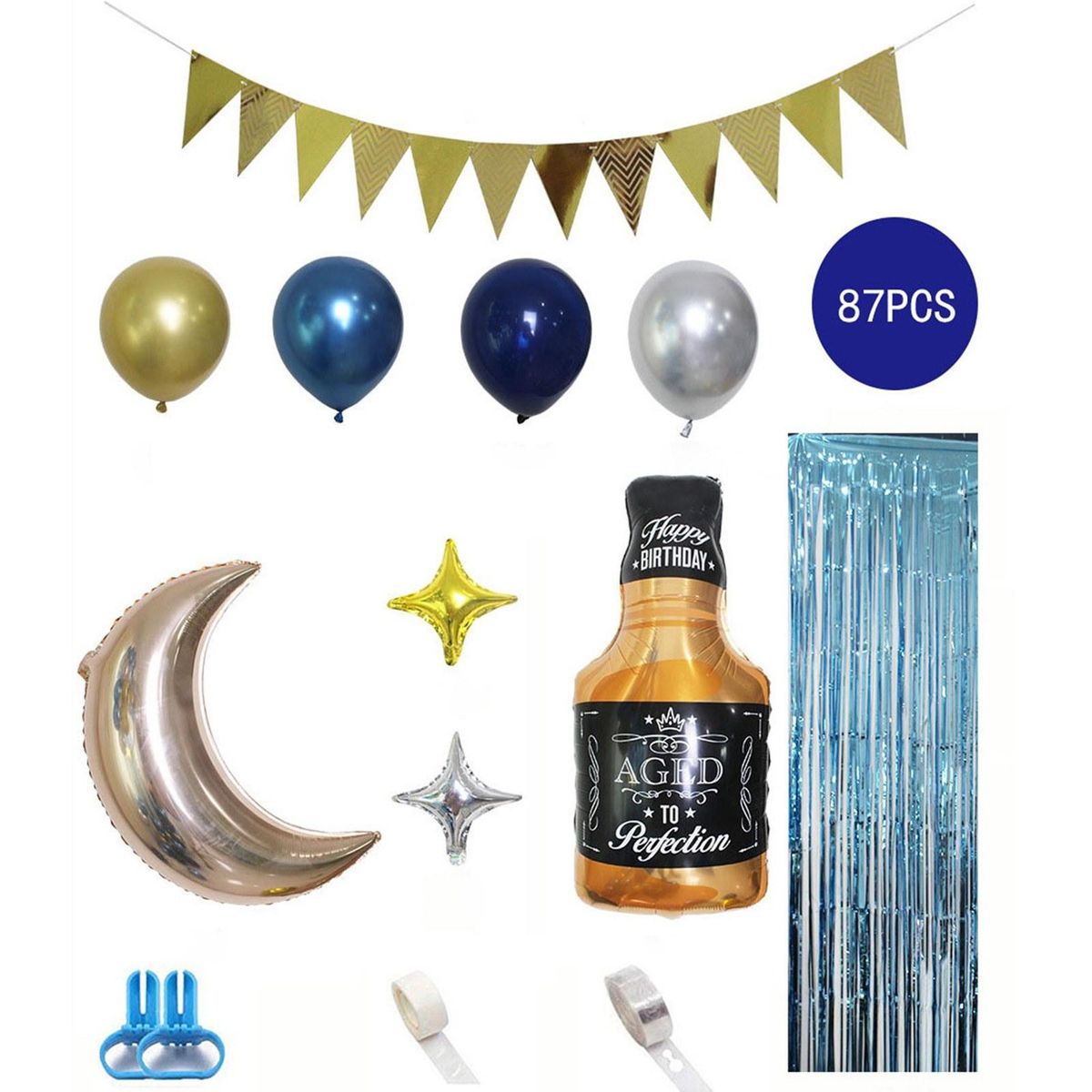 87PCS Balloons Kit Birthday Party Decoration Blue Balloon Kit Balloon Arch Garland Balloon Garland Arch Kit for Wedding Birthday Baby Shower Party Decorations