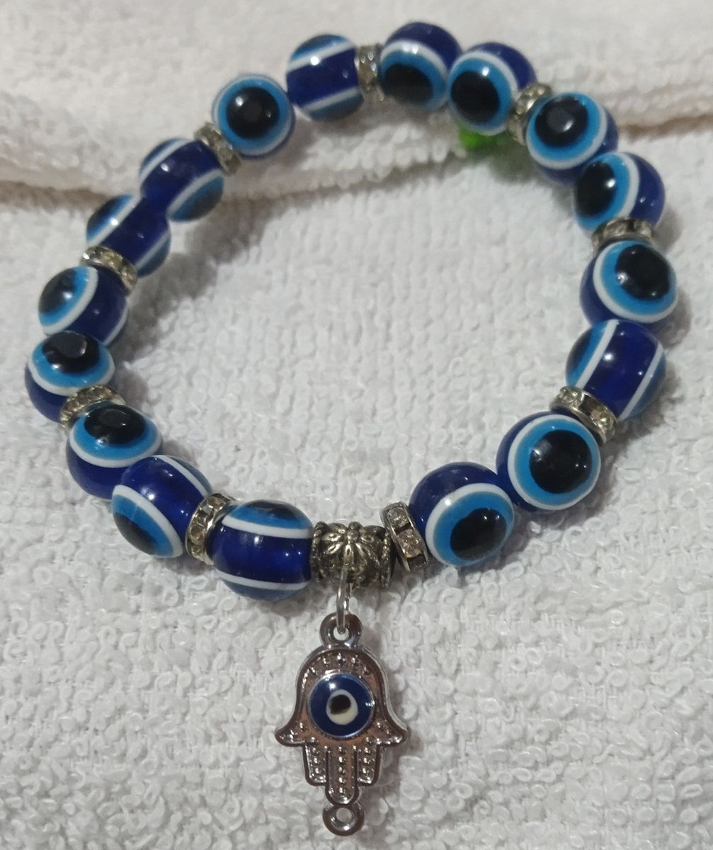 BLUE EYE BRACELET WITH HAND OF HAMSA