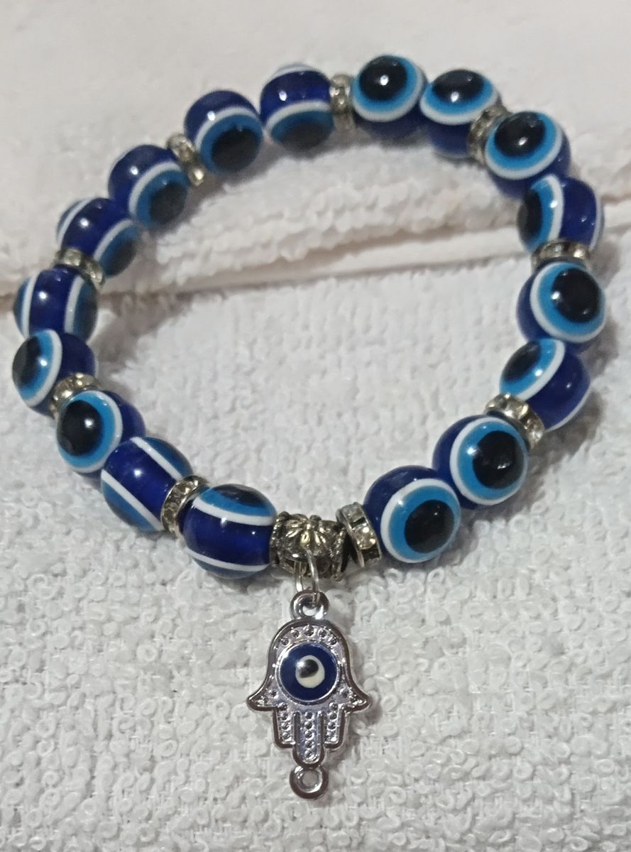 BLUE EYE BRACELET WITH HAND OF HAMSA