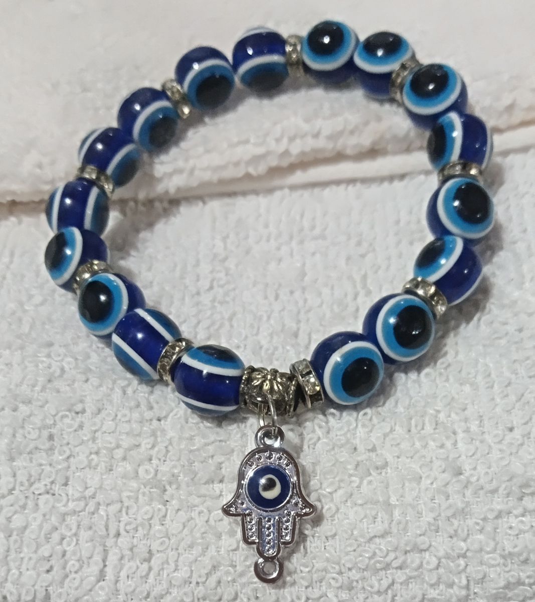 BLUE EYE BRACELET WITH HAND OF HAMSA