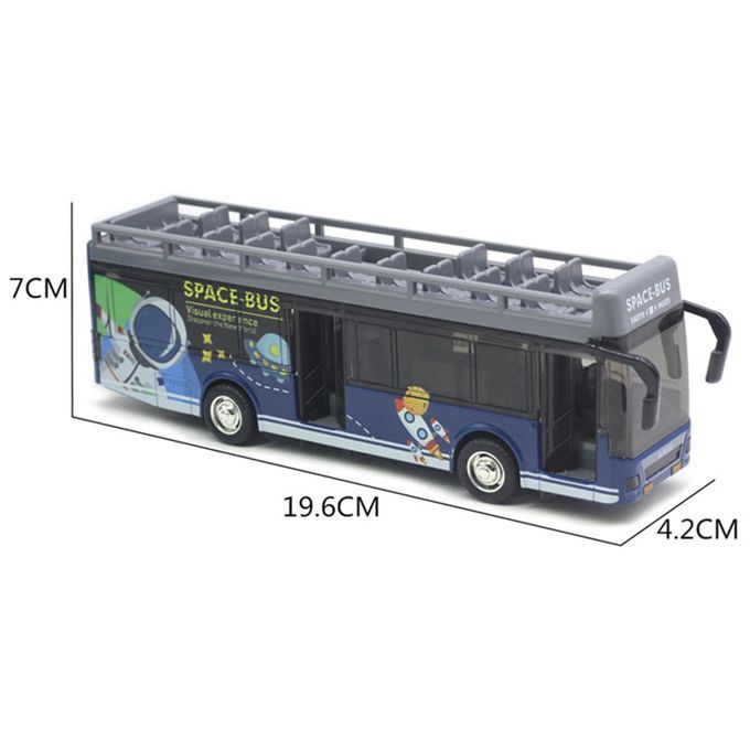 Bus Toy Open Top Acousto-Optic Effect Mini Double-Deep Blue