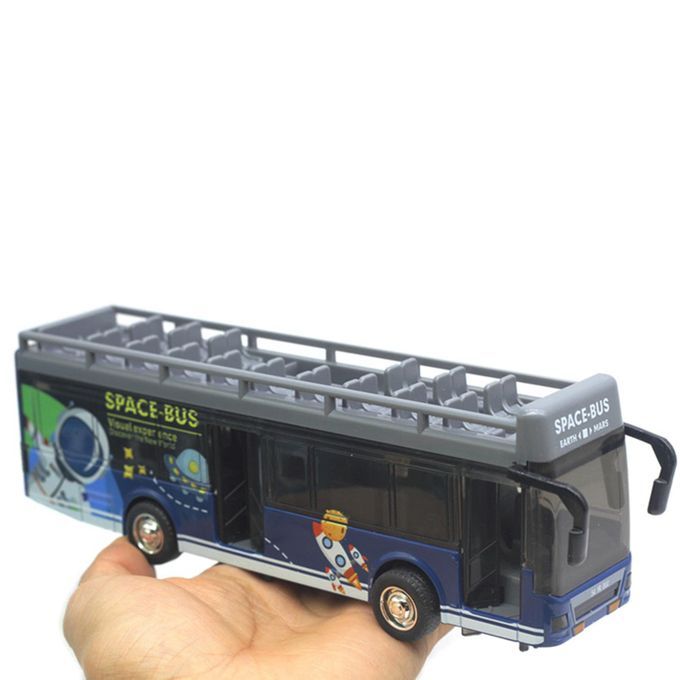 Bus Toy Open Top Acousto-Optic Effect Mini Double-Deep Blue