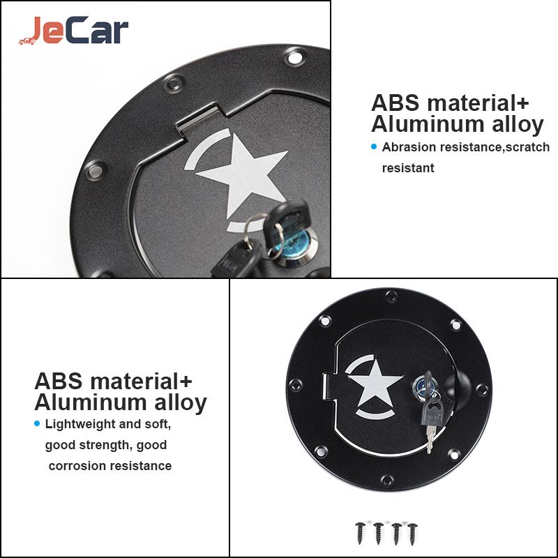 Tank Cap Cover Decoration With Key Lock ABS Aluminum Alloy For   TJ 1997-2006 Car Exterior Accessories