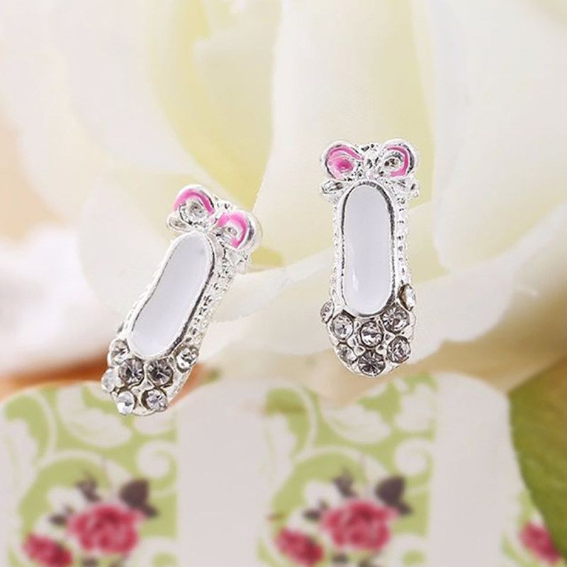Party Shiny Rhinestone Inlaid Bowknot Ballet Shoes-Silver