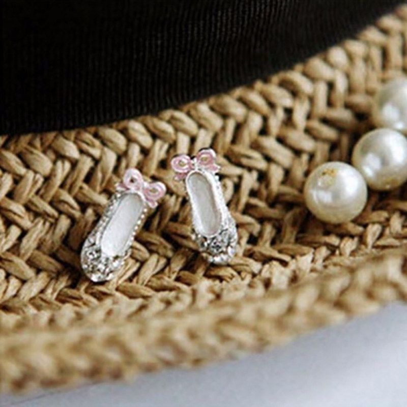 Party Shiny Rhinestone Inlaid Bowknot Ballet Shoes-Silver