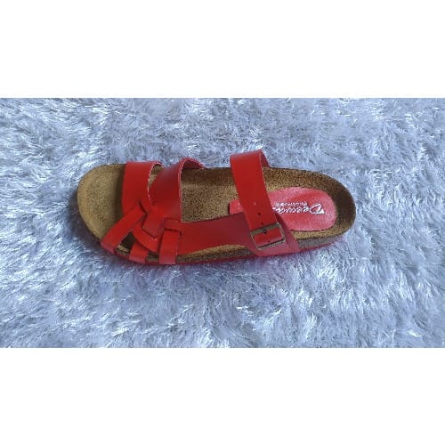 Deewai Red Italian Leather Birkenstock Slippers