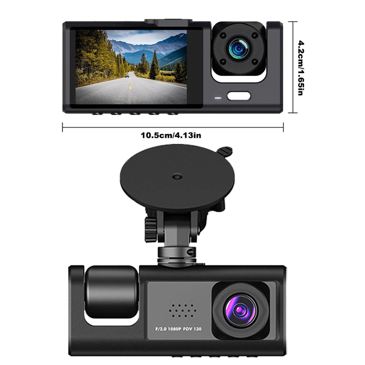 Dash Cam Front and Rear Inside 3 Cameras 1080P+720P+480p Car Rearview Mirror Car Video Recording Camcorder Night Vision Car Camera Recorder Auto Safety Driving Recorder