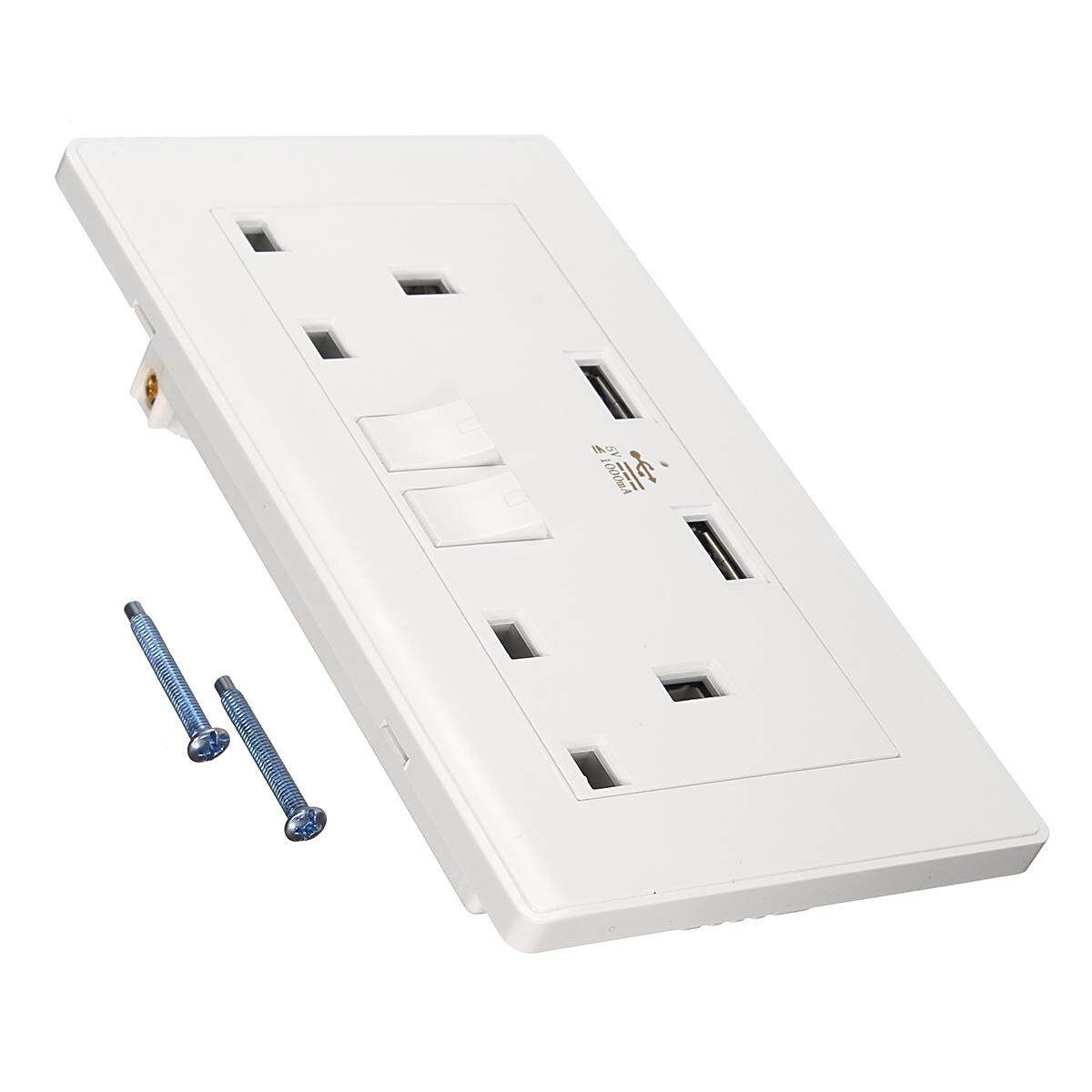 UK Double USB Wall Socket With Standard Extension Plug Multifunctional Usage For Smartphone 1000ma 1000ma