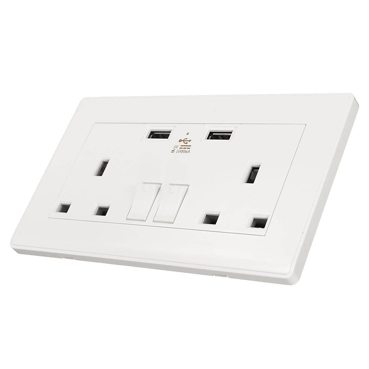 UK Double USB Wall Socket With Standard Extension Plug Multifunctional Usage For Smartphone 1000ma 1000ma