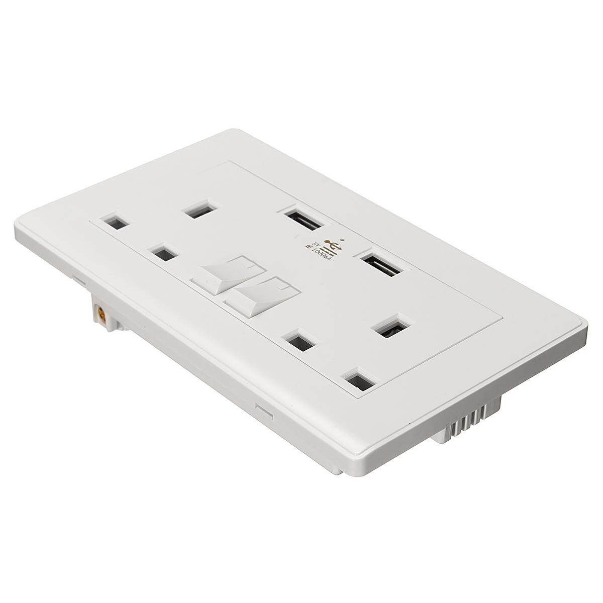 UK Double USB Wall Socket With Standard Extension Plug Multifunctional Usage For Smartphone 1000ma 1000ma