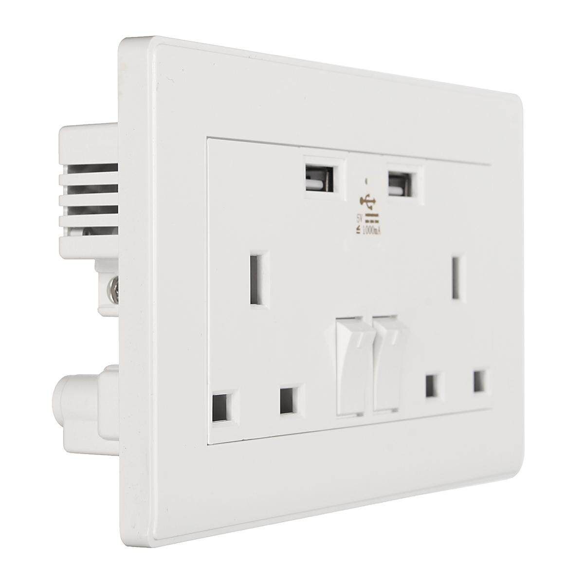 UK Double USB Wall Socket With Standard Extension Plug Multifunctional Usage For Smartphone 1000ma 1000ma