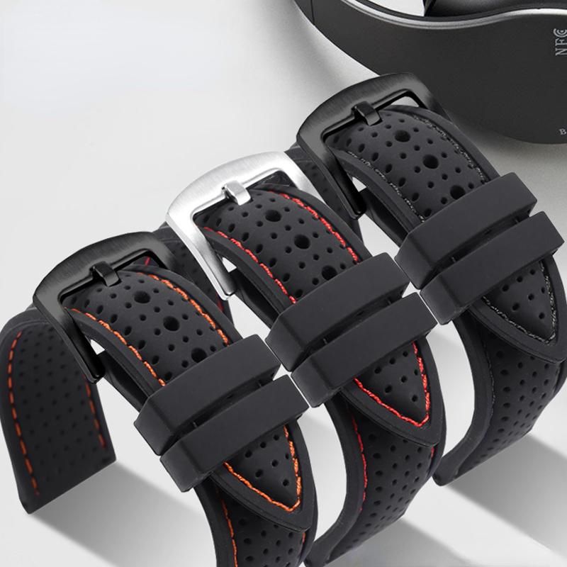 Soft silicone watch strap for Omega Mido Tissot Seiko citizen Casio waterproof men's rubber watchband accessories 20mm 22mm 24mm