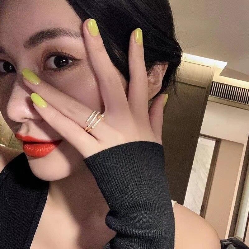 Spiral Flash Diamond Multi-Layer Nail Ring Women's Niche Fashion Ring New Trendy Internet Popular Cold Style Bracelet