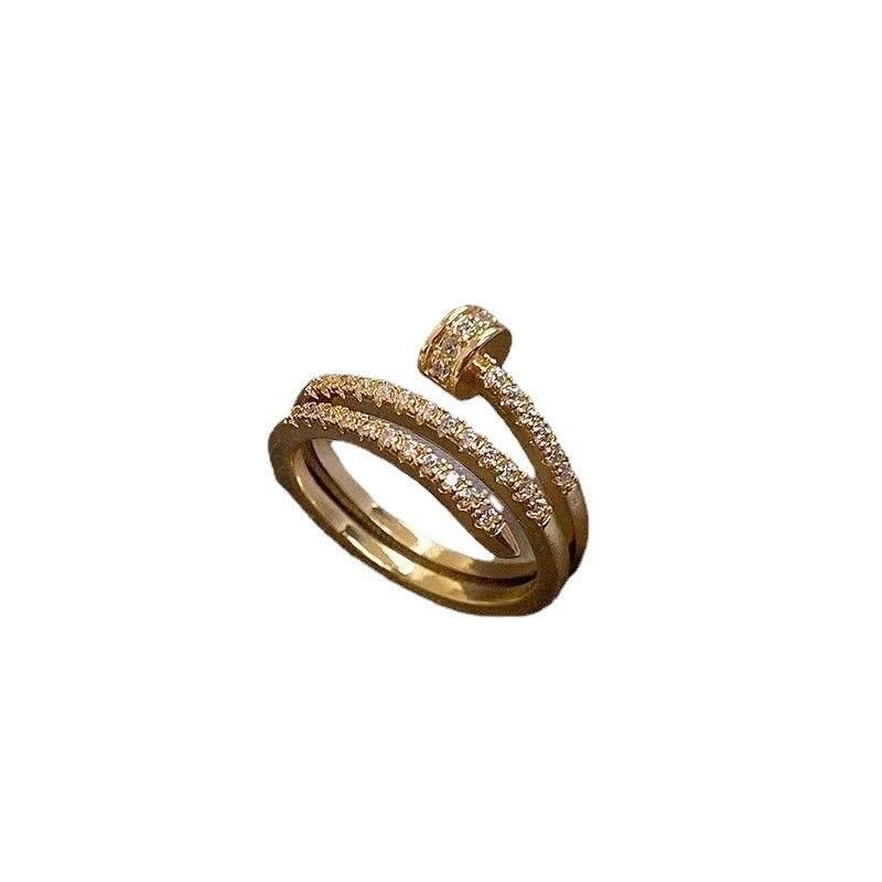 Spiral Flash Diamond Multi-Layer Nail Ring Women's Niche Fashion Ring New Trendy Internet Popular Cold Style Bracelet