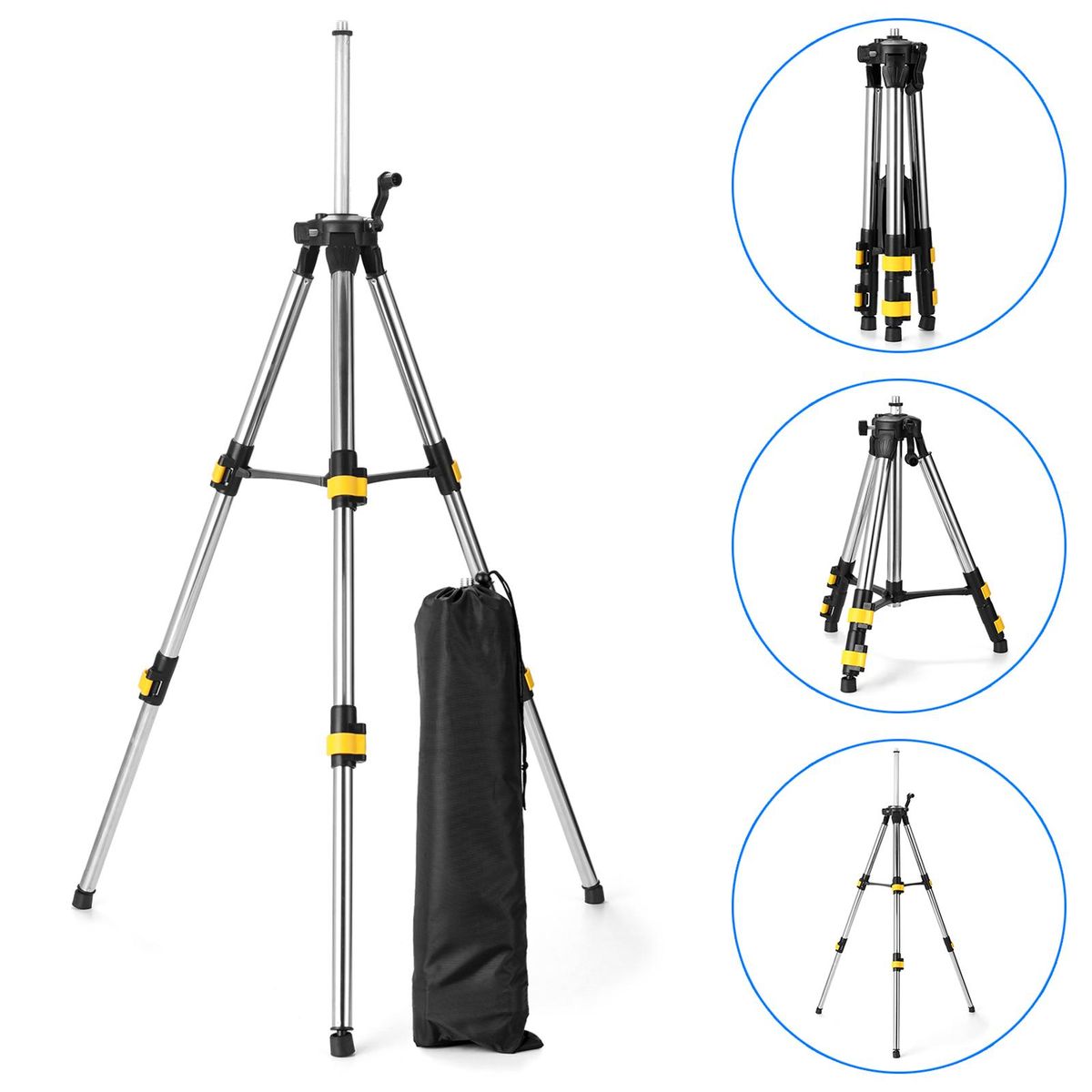 1.2M Three Height Adjustment Stainless Steel Extension Bar Tripod Stand For Laser Level with Bubble-level