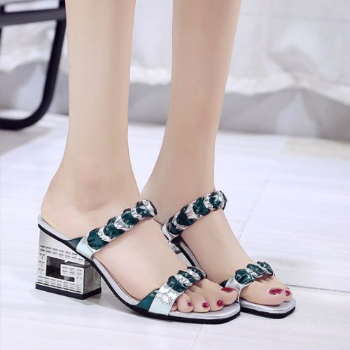 Women's New Chunky Heel Fashion Outer Sandals-silver