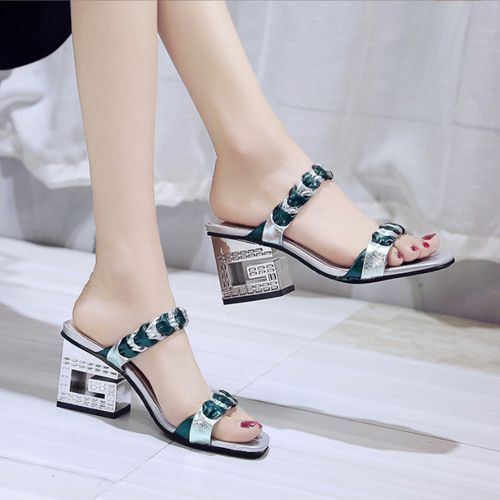 Women's New Chunky Heel Fashion Outer Sandals-silver