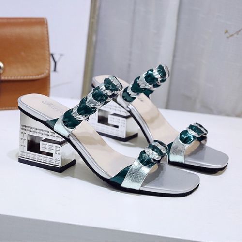 Women's New Chunky Heel Fashion Outer Sandals-silver