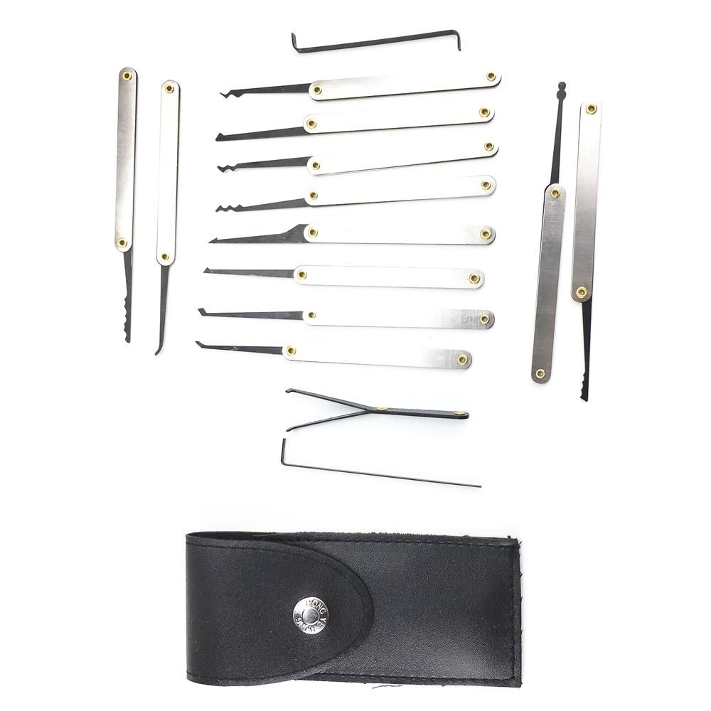 15Pcs Locksmith Padlock Stainless Steel Lock Picks Set Transparent Skill Training