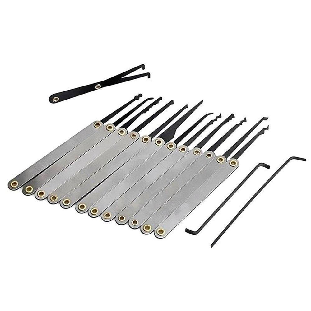 15Pcs Locksmith Padlock Stainless Steel Lock Picks Set Transparent Skill Training
