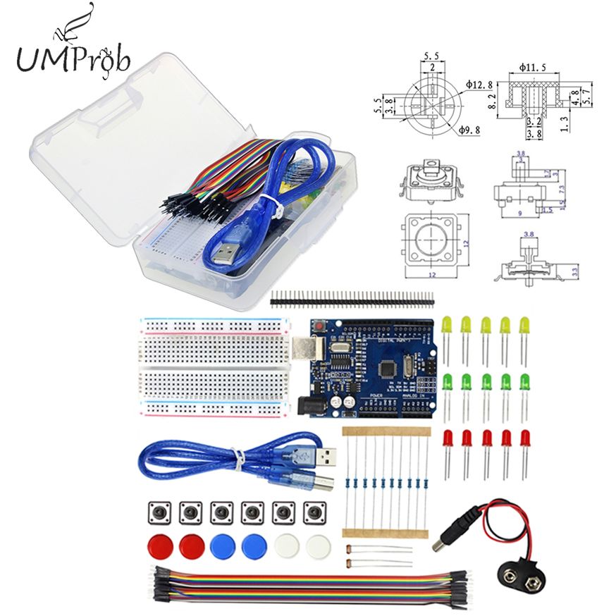Mini Jumper For Compatile R3 Wire Button Arduino Kit LED UNO Starter Breadboard
